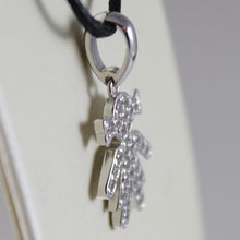 Load image into Gallery viewer, 18k white gold girl pendant, baby, length 0.83 inches, zirconia.