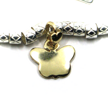 Load image into Gallery viewer, 925 STERLING SILVER TUBES CUBES BRACELET, 9K YELLOW GOLD 10mm BUTTERFLY PENDANT.