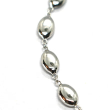 Load image into Gallery viewer, SOLID 18K WHITE GOLD BRACELET, RICE BEANS, OVALS 4mm, SHINY, length 7.7".