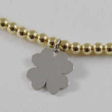 Load image into Gallery viewer, 18k YELLOW WHITE GOLD BRACELET SMOOTH BRIGHT BALLS BALL & CLOVER MADE IN ITALY.