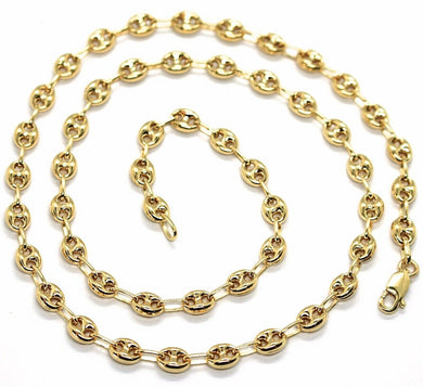 18k yellow gold big mariner chain 5 mm, 24 inches, anchor puffed necklace.