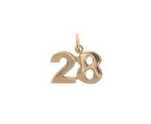 Cargar imagen en el visor de la galería, 18k rose gold number 28 twenty eight small pendant charm, 0.4", 10mm.