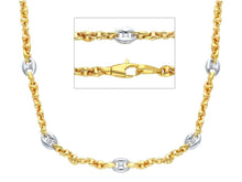 Load image into Gallery viewer, 18K YELLOW WHITE GOLD ALTERNATE 4mm MARINER CHAIN, 20 INCHES ITALY MADE NECKLACE.
