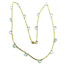 Load image into Gallery viewer, 18k yellow gold necklace drop faceted aquamarine pendant alternate, spiga chain.
