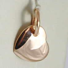 Cargar imagen en el visor de la galería, 18k rose gold heart engravable charm pendant 11 mm flat smooth made in Italy.