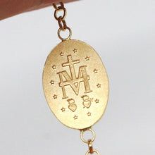 Load image into Gallery viewer, 18k yellow gold rosary bracelet, 3 mm spheres, Cross & miraculous medal.