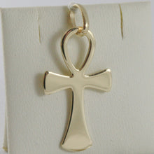Load image into Gallery viewer, SOLID 18K YELLOW GOLD CROSS, CROSS OF LIFE, ANKH, SHINY, 1.26 INCH MADE IN ITALY.