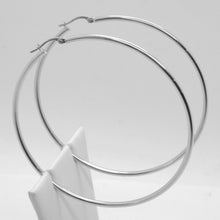 Load image into Gallery viewer, 18k white gold round circle earrings diameter 60 mm, width 2 mm, made in Italy.