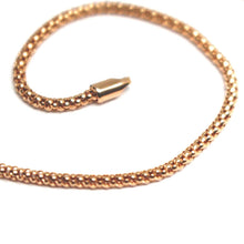Charger l'image dans la galerie, 18k rose gold bracelet basket round tube popcorn link 1.8 mm, 19cm made in Italy.