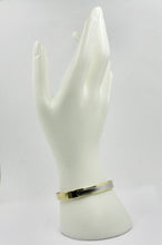Load image into Gallery viewer, SOLID 18K YELLOW WHITE GOLD UNISEX RIGID BANGLE 7 mm FLAT BRACELET, SATIN PLATE.