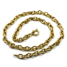 Cargar imagen en el visor de la galería, 18K YELLOW GOLD CHAIN NECKLACE 17.7", ROUND CIRCLE ROLO BIG OVAL LINKS 8.5x6.5mm.
