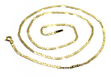 Load image into Gallery viewer, SOLID 18K YELLOW WHITE ROSE GOLD FLAT BRIGHT SATIN OVAL 2.2mm CHAIN NECKLACE 20".