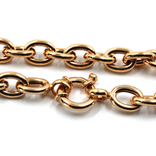 Cargar imagen en el visor de la galería, 18K ROSE PINK GOLD BRACELET 20cm 7.9", ROUND CIRCLE ROLO BIG LINK 8.5x6.5mm.
