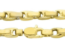 Cargar imagen en el visor de la galería, 18K YELLOW GOLD CHAIN 4mm ALTERNATE SQUARED CROSSED DROP TUBE LINK 60cm 24".