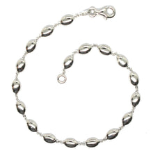Load image into Gallery viewer, SOLID 18K WHITE GOLD BRACELET, RICE BEANS, OVALS 4mm, SHINY, length 7.7".