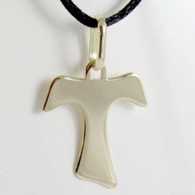 18k yellow gold cross, Franciscan tau tao, Saint Francis, 1 inches made in Italy.