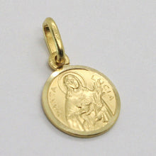 Load image into Gallery viewer, 18k yellow gold Holy St Saint Santa Lucia Lucy round medal pendant, small 11 mm.
