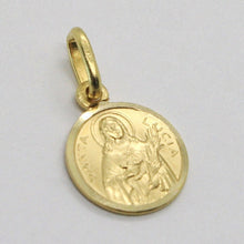 Load image into Gallery viewer, 18k yellow gold Holy St Saint Santa Lucia Lucy round medal pendant, small 11 mm.