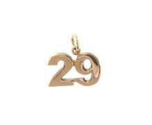 Cargar imagen en el visor de la galería, 18k rose gold number 29 twenty nine small pendant charm, 0.4", 10mm.