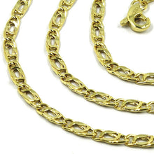 Load image into Gallery viewer, 9K GOLD CHAIN TYGER EYE FLAT LINKS 3mm THICKNESS, 60cm, 24 INCHES, NECKLACE.
