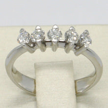 Load image into Gallery viewer, 18k white gold band ring with 5 diamonds, 0.40 carats engagement, made in Italy.