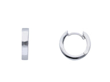 Load image into Gallery viewer, 18K WHITE GOLD HOOPS SMALL EARRINGS DIAMETER 10mm SQUARE TUBE THICKNESS 2.5mm.
