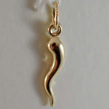 Load image into Gallery viewer, 18K YELLOW GOLD ROUNDED MINI LUCKY HORN CORNICELLO CHARM PENDANT SHINY 0.91 MADE IN ITALY.