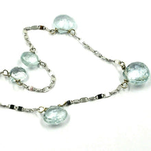 Charger l'image dans la galerie, 18k white gold necklace drop faceted aquamarine pendant alternate, chain.