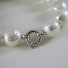 Load image into Gallery viewer, 18k white gold bracelet with strand of white fw pearls 7.87 inches made in Italy.