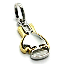Load image into Gallery viewer, SOLID 18K YELLOW &amp; WHITE GOLD 17mm BOXING GLOVE BOXE PENDANT, MADE IN ITALY.
