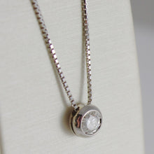 Charger l'image dans la galerie, 18k white gold necklace with diamond 0.31 carats, venetian chain made in Italy.