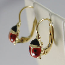 Charger l'image dans la galerie, 18k yellow gold pendant earrings glazed ladybird ladybug for kids made in Italy.
