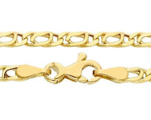 Cargar imagen en el visor de la galería, 18K YELLOW GOLD CHAIN, SMALL 2.2mm, TIGER EYE ELONGATED ONDULATE LINKS 60cm 24".