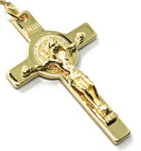 Load image into Gallery viewer, 18k yellow gold 27.5" big rosary 6mm miraculous medal Saint Benedict Jesus cross.