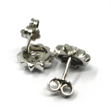 Load image into Gallery viewer, SOLID 18K WHITE GOLD EARRINGS SUN WITH ZIRCONIA, 10mm, 0.4 inches, MADE IN ITALY.