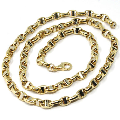 18k yellow white gold chain sailor's navy nautical mariner big oval 5mm link, 20