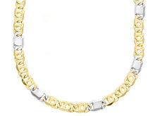Load image into Gallery viewer, SOLID 18K YELLOW WHITE GOLD CHAIN TIGER EYE ALTERNATE 3+1 FLAT LINKS 4.5mm, 24".