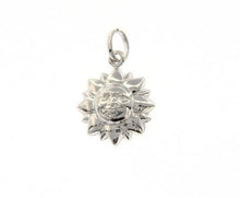 Cargar imagen en el visor de la galería, 18k white gold rounded smiling sun pendant charm 22 mm smooth made in Italy.