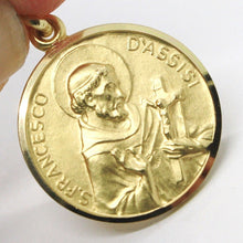 Load image into Gallery viewer, 18k yellow gold St Saint Francis Francesco Assisi medal, made in Italy, 17 mm.