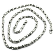 Load image into Gallery viewer, 18k white gold chain 3.5mm alternate rounded tube link 60cm 24", made in Italy.