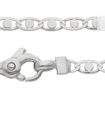 Load image into Gallery viewer, 18K WHITE GOLD FLAT CHAIN NECKLACE 2.5mm EYES OVALS WITH CIRCLES & PLATES, 24".