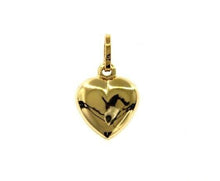 Load image into Gallery viewer, 18K YELLOW GOLD ROUNDED MINI HEART CHARM PENDANT SHINY 0.71 INCHES MADE IN ITALY.