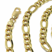 Charger l'image dans la galerie, 18k yellow gold hollow chain, big flat 5 mm sunken figaro gourmette alternate 3+1, 24".