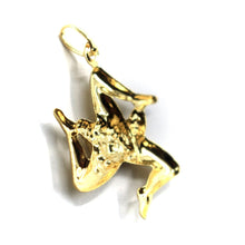 Load image into Gallery viewer, 18k yellow gold pendant, rounded Trinacria 25mm, excavated back, made in Italy.