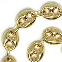 Load image into Gallery viewer, 18k yellow gold mariner bracelet big 10 mm, 8.3 inches, anchor rounded puffed oval link.