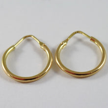 Load image into Gallery viewer, 18K YELLOW GOLD ROUND CIRCLE EARRINGS DIAMETER 13 MM WIDTH 1.7 MM, MADE IN ITALY.