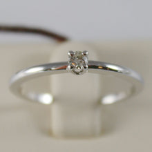 Cargar imagen en el visor de la galería, 18K WHITE GOLD SOLITAIRE WEDDING BAND THIN STEM RING DIAMOND 0.07 MADE IN ITALY.