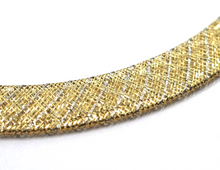Load image into Gallery viewer, 18k gold multi-strand braided fabric effect choker necklace flat 5-12 mm wide.
