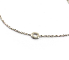 Load image into Gallery viewer, 18k white gold rolo thin bracelet with central small 5mm letter initial O.
