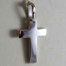 Load image into Gallery viewer, SOLID 18K WHITE GOLD LITTLE CROSS SQUARED ARCHED SMOOTH, LUMINOUS, MADE IN ITALY.